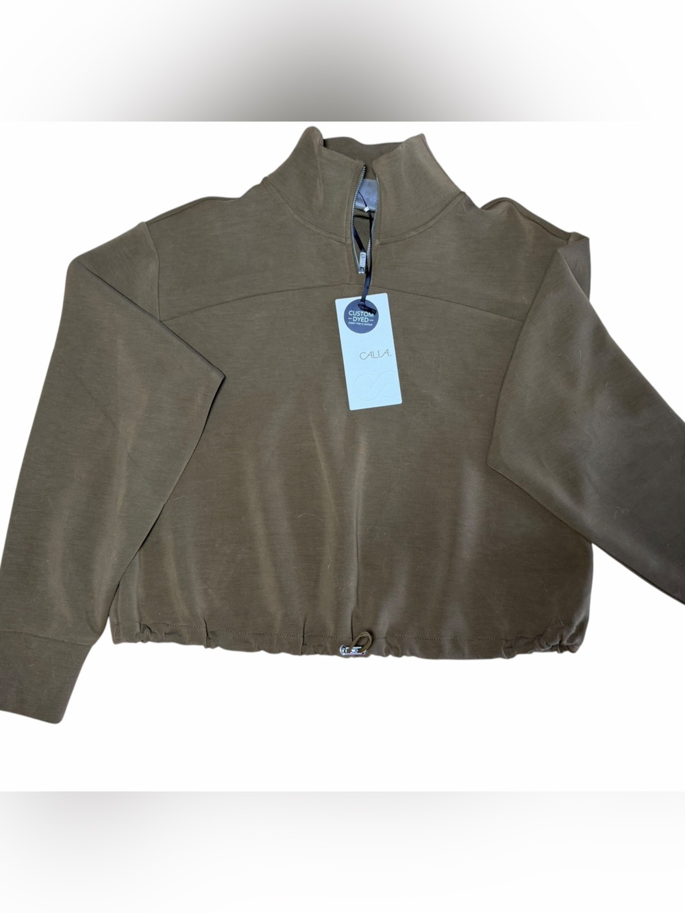 Calia Dark Khaki Olive QuarterZip-Front Pullover